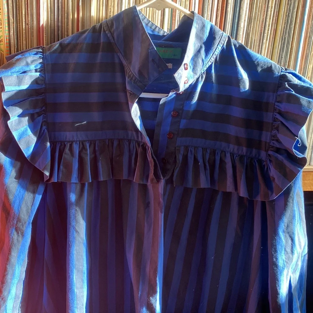 Clare V blue striped dress size S - Picture 7 of 9